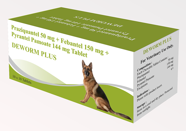 Deworm Plus -Praziquantel 50 mg + Febantel 150 mg  + Pyrantel Pamoate 144 mg