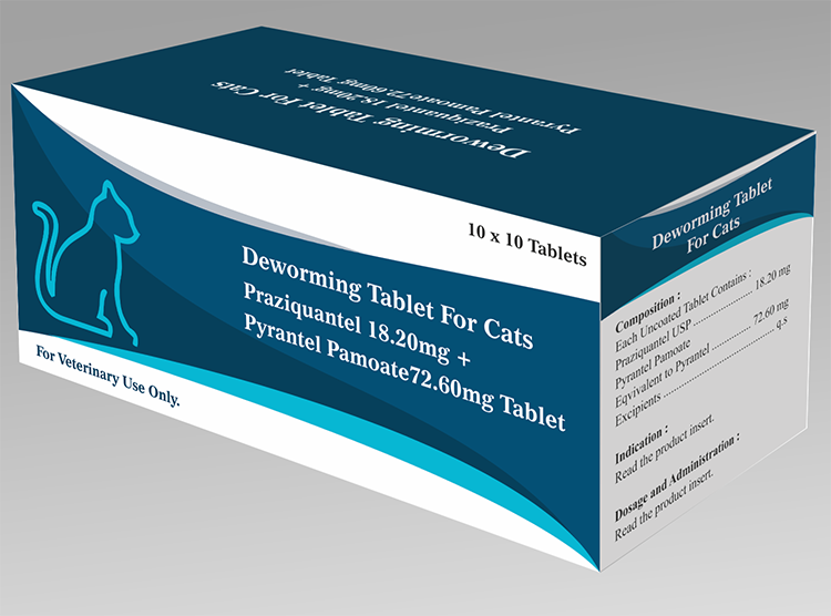 Deworming Tablets for Cats - Praziquantel 18.20 mg & Pyrantel Pamoate 72.60 mg