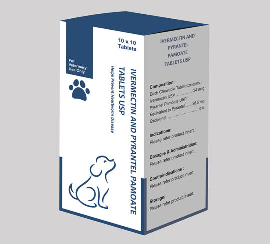 Ivermectin 34mcg, Pyrantel Pamoate 28.5 mg Tablets