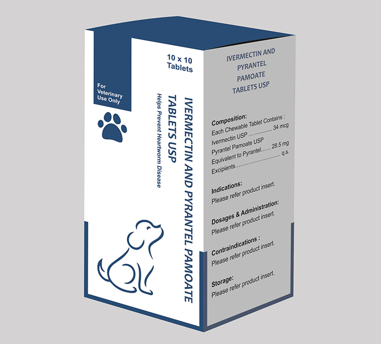 Ivermectin 34mcg, Pyrantel Pamoate 28.5 mg Tablets