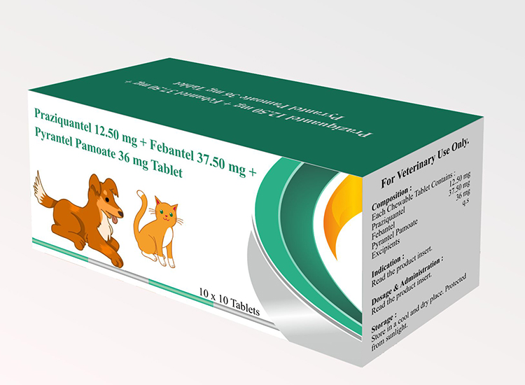 Praziquantel 12.50 mg + Febantel 37.50 mg  + Pyrantel Pamoate 36 mg Tablet