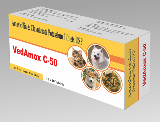 Vedamox C-50 (Amoxicillin & Clavulanate Potassium Tablets)